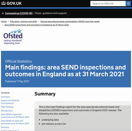 Main findings: area SEND inspections and outcomes in England as at 31 March 2021