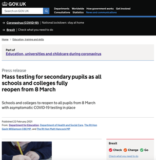 Mass testing for secondary pupils...