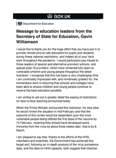 Message from Gavin Williamson MP