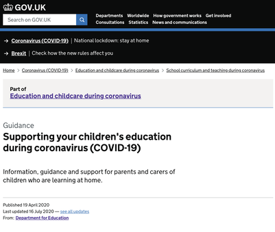 Supporting your children's education during coronavirus (COVID-19)
